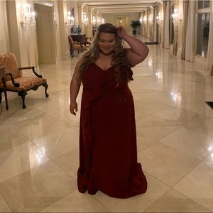 Plus burgundy formal wedding dress or prom dress
